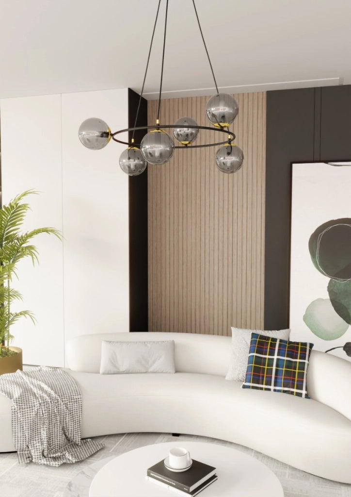 Lampadario sospeso Emibig Azura 6 luci nero grafite
