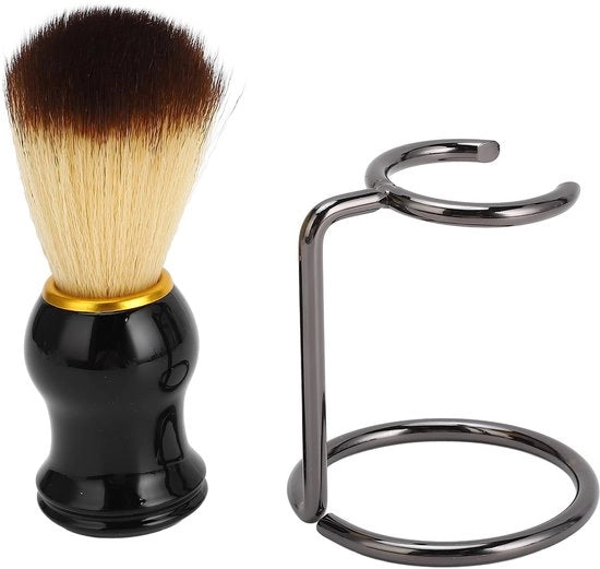 Accessorio da rasatura per uomo - Con supporto e astuccio - Ideale per crema da barba e sapone - Perfetto per la cura della barba - 2 in 1 - Con astuccio per conservare - Con supporto per posizionamento - Facile da pulire