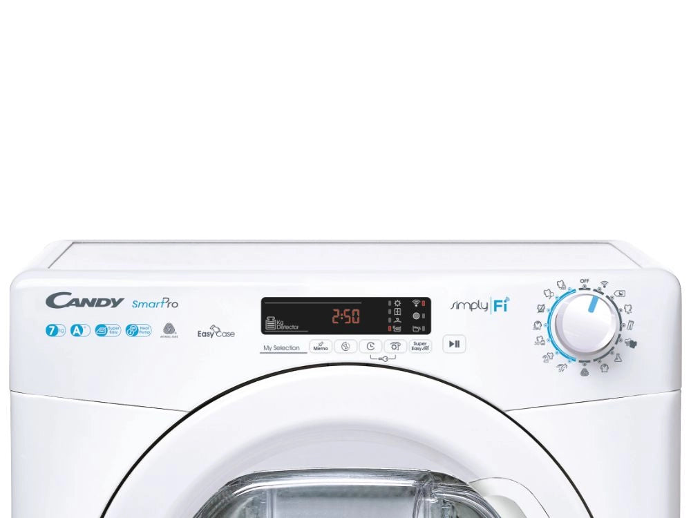 Asciugatrice a Pompa di calore Slim 7 Kg Candy Smart Pro CSO4H7A1DE-S AxLxP (85x60x46) Wi-Fi + BLE Cicli Rapidi CSO4 H7A1DE-S Classe energetica A+