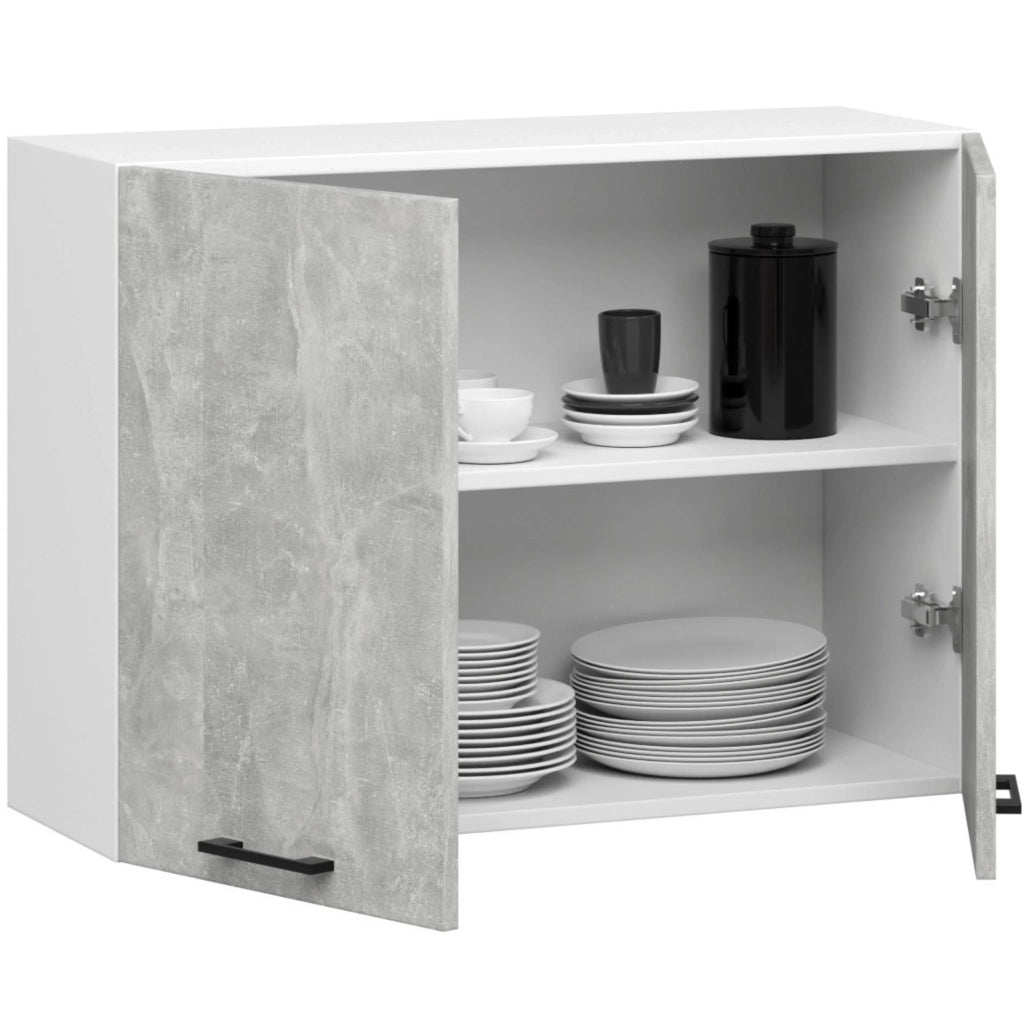 Mobile da cucina pensile sistema AKORD OLIWIA Bianco 80 cm 2 ante inserto frontale Cemento 80x30x58 cm
