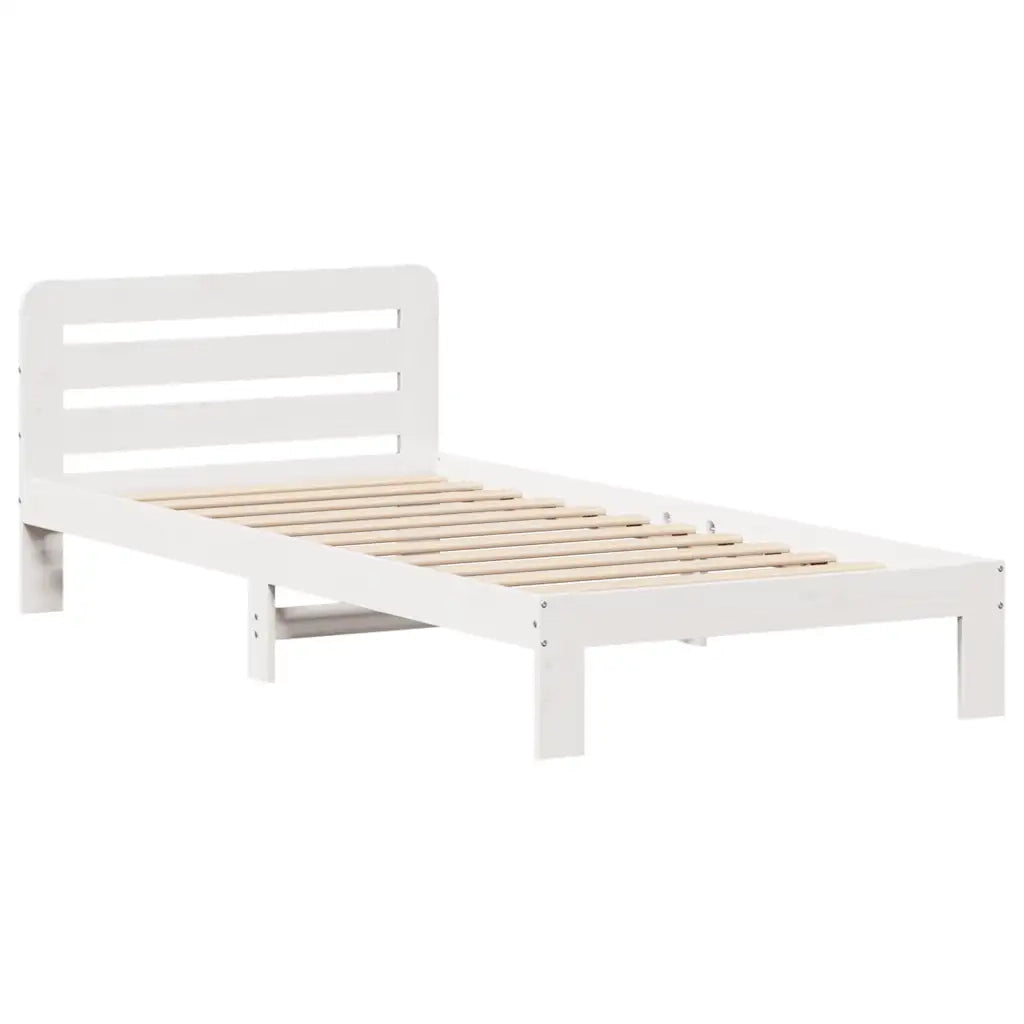 Letto senza Materasso Bianco 75x190 in Legno Massello di Pino 3309909