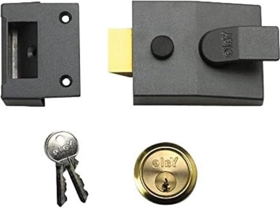 Blocco di Sicurezza per Porta con Cilindro a Cromo da 60 mm - Finestra di Sicurezza con Impasse Automatica - Completo di Finestra di Sicurezza con Impasse Automatica e Cilindro a Cromo da 60 mm