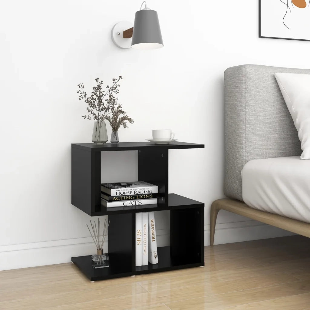 Comodino Nero 50x30x51,5 cm in Legno Multistrato 806366