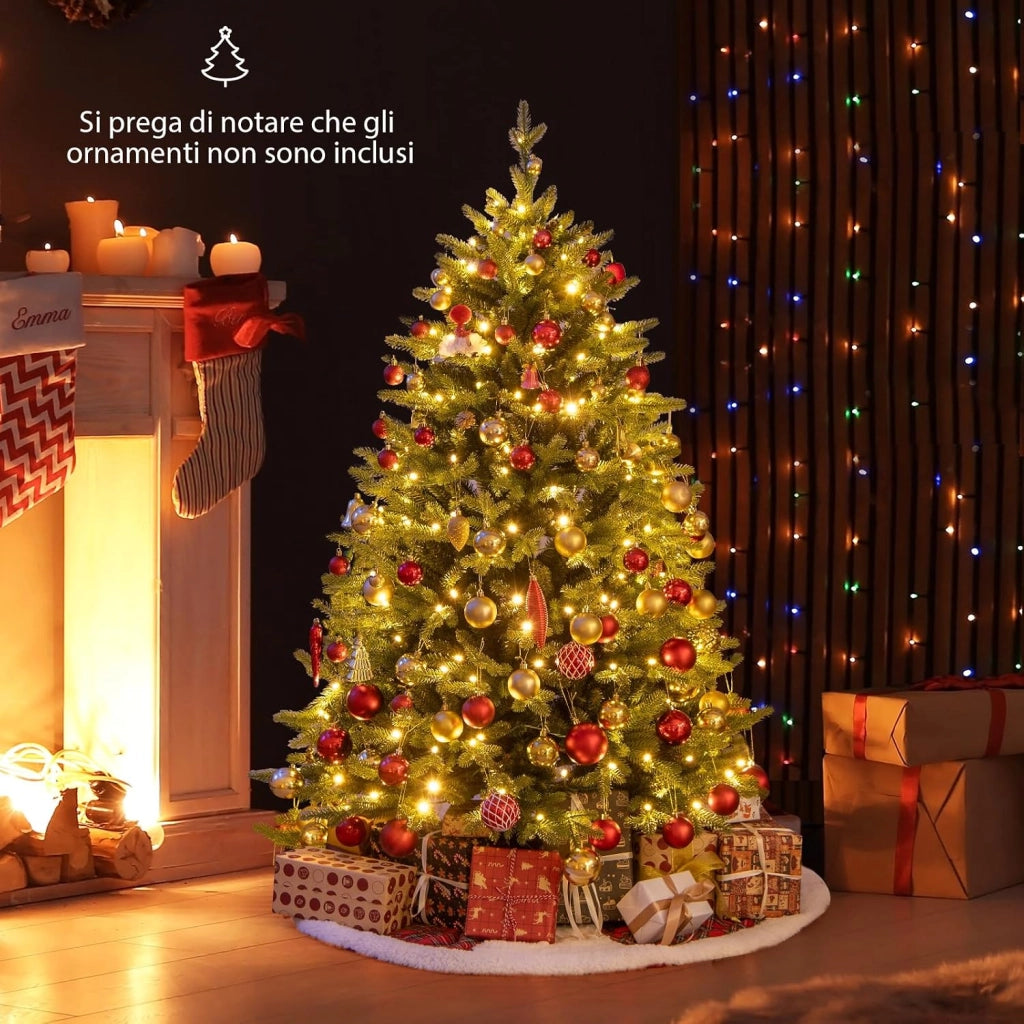 Albero di Natale 150 cm, Albero di Natale Pre-illuminato on Cerniera con 250 Luci a LED Multicolori e Bianco Caldo, 11 Modalità di Illuminazione, 844 Rami (150 CM)
