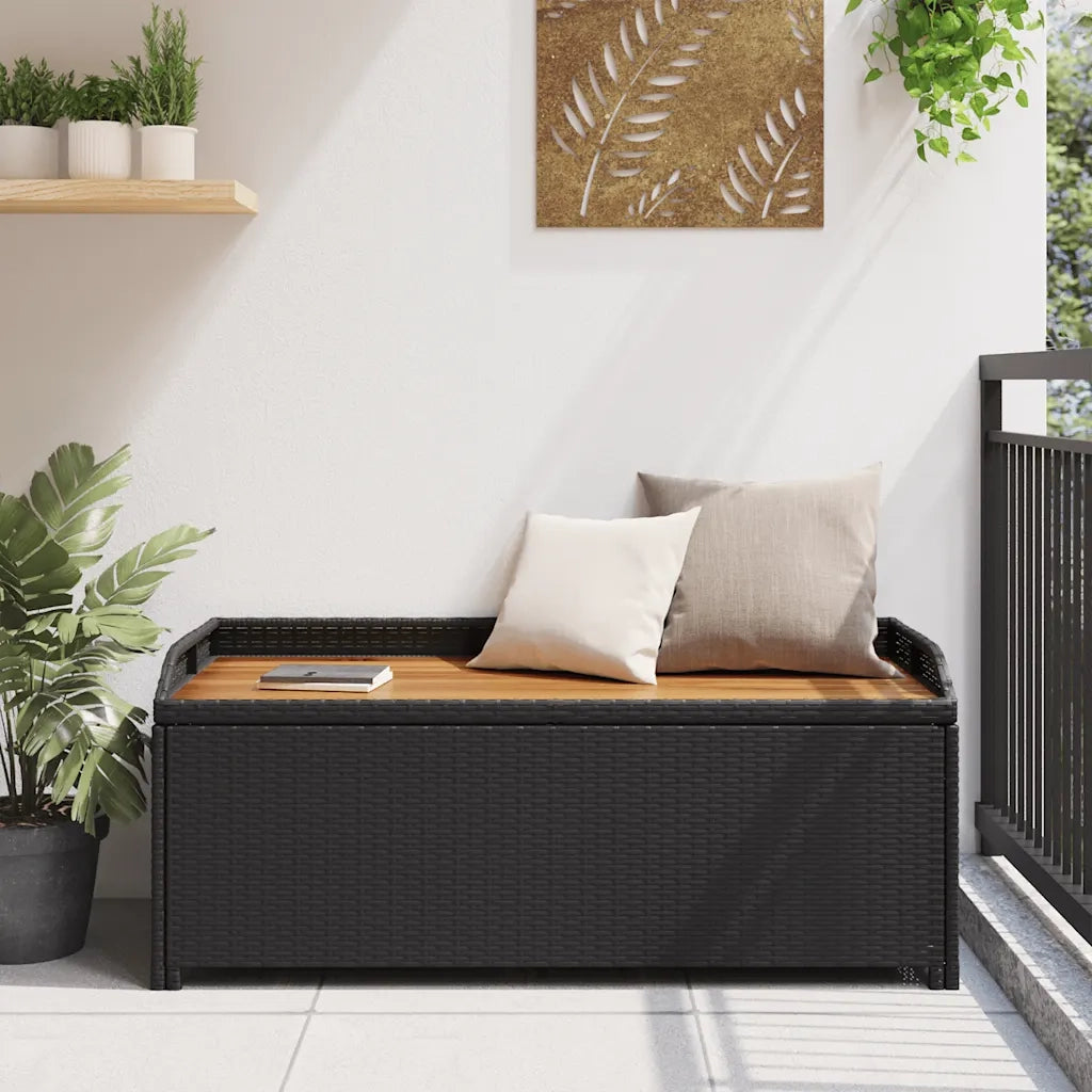 Panchina da Giardino | Panca da Giardino con Vano Portaoggetti 120 cm Polyrattan Nera