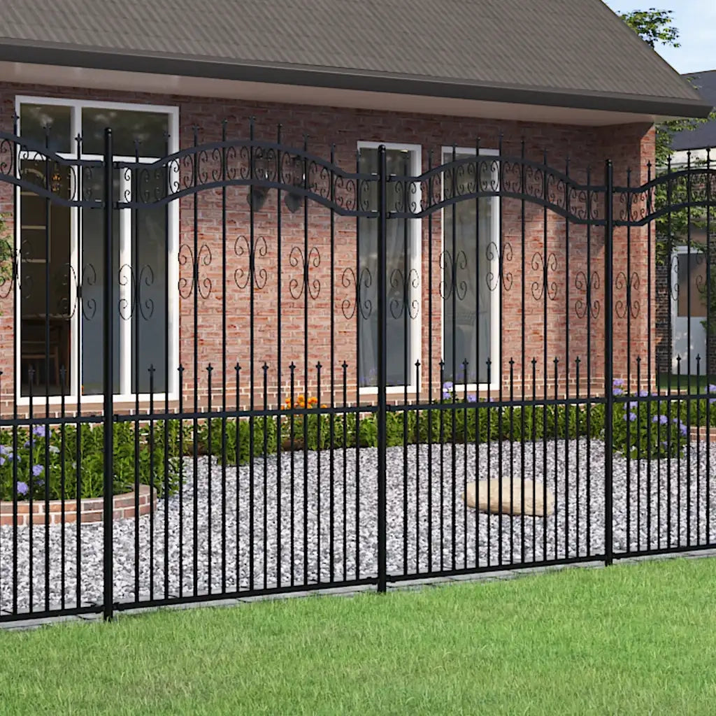 Recinzione da giardino Kampen con punta a lancia nera 240x175cm in acciaio 151088