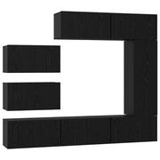 Set mobile TV 8 pz | Armadietto TV | Mobile Porta TV Rovere Nero Legno multistrato