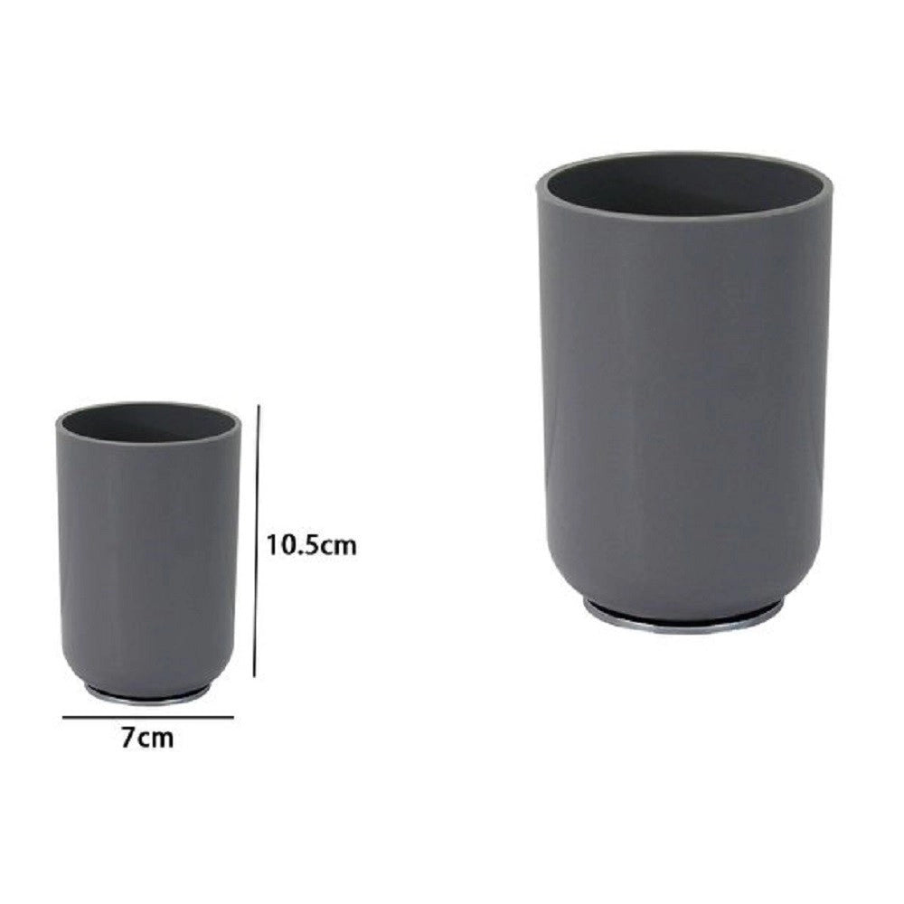 Trade Shop - Bicchiere Portaspazzolini Dentifricio Grigio Silver Accessori Arredo Bagno 79894 -