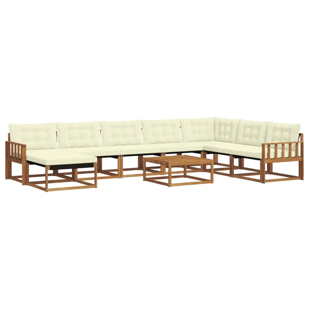 Set di divani da esterno con cuscino 9 pcs Naturale e Crema