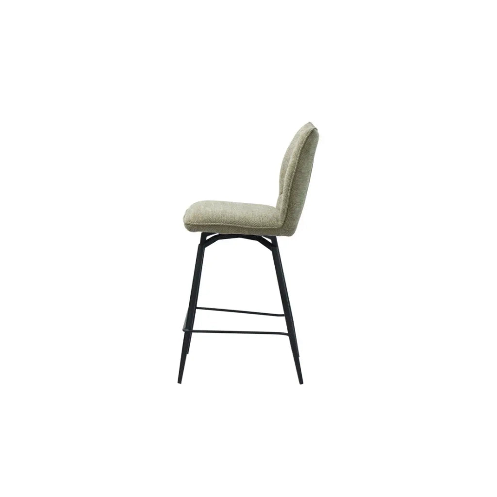 Sedia da banco girevole CROFT - Tessuto beige sabbia - Gambe in metallo nero - Altezza 103 cm - Stile design/industriale