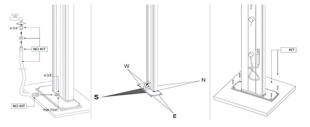 Doccia da Esterno Giardino Miscelatore e Doccetta Mobile Arkema Dada Fascia Inox Cherry
