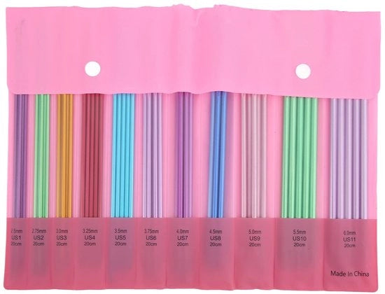 Set di Aghi per Maglia 55 pezzi - Aghi a Doppio Punto Colorati in Metallo - Progettazione Ergonomica - Materiale in Alluminio - Adatto per Principianti - Ideale per Progetti di Maglia Piccoli - Maglia