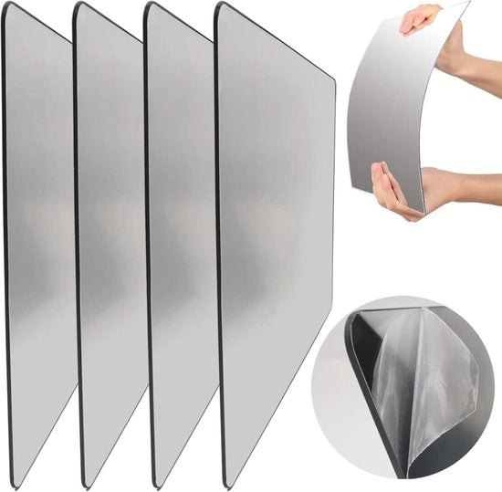 Specchio acrilico autofissante - Set di 4 adesivi per specchio - 30 cm x 20 cm x 16 mm