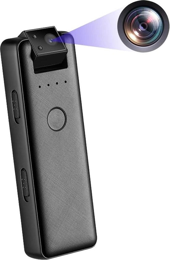 Camera FHD 1080P 180 Flip con Visione Notturna 256 Kbps Registrazione Audio Senza Perdita Batteria Livello Display Clip Magnetico Registrazione Acqua Resistente Tipo C Ricarica Rapida - Camera Mini Portatile