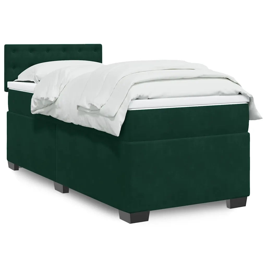 Giroletto a Molle con Materasso Verde Scuro 80x200 cm Velluto 3288477