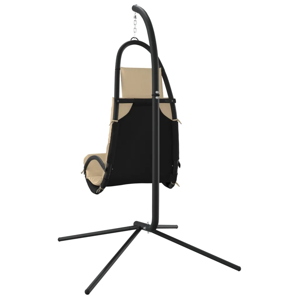 Sedia Dondolo Giardino con Cuscino Crema Tessuto Oxford Acciaio CFW3787156