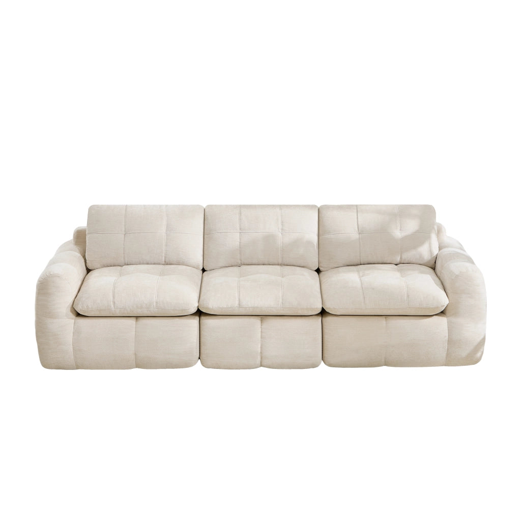 Divano modulare 3 posti - con seduta ergonomica e schienale morbido - in chenille beige