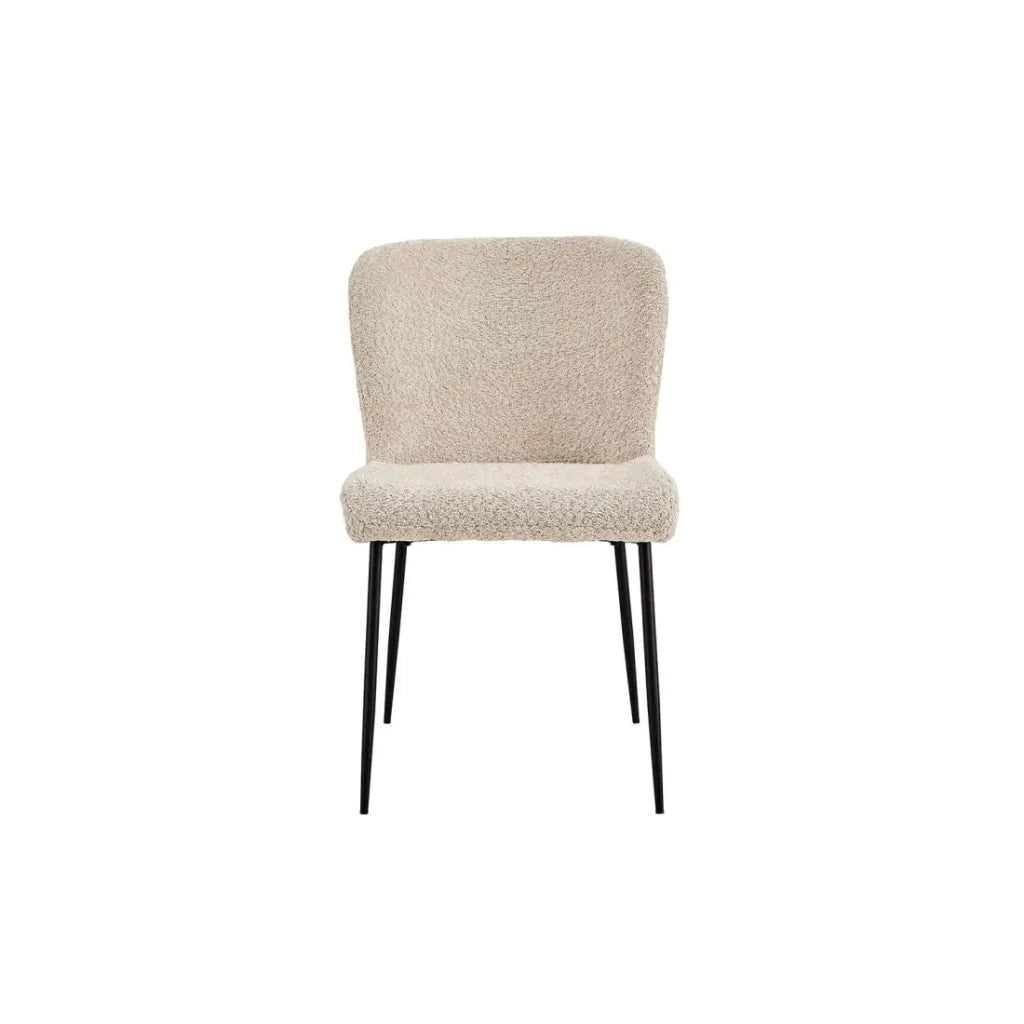 Sedia rivestita in Bouclé per sala da pranzo colore Beige. Collezione LISE