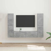Set mobile TV 6 pcs Grigio cemento Legno multistrato