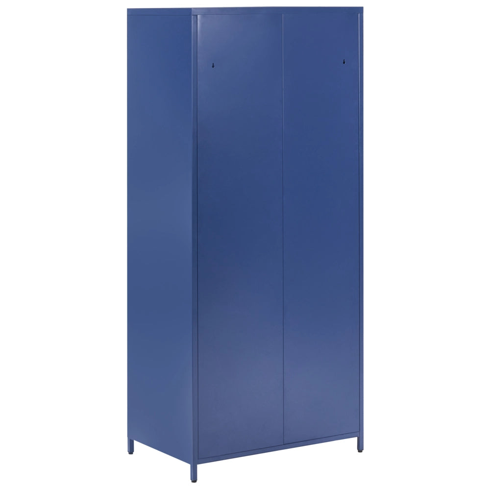 Armadio Portaoggetti Home Office Acciaio Blu Navy 2 Ante 4 Ripiani Design Industriale