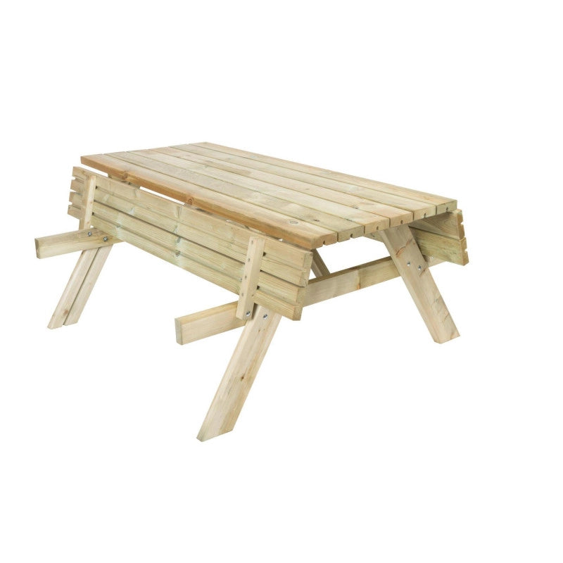 Tavolo da picnic in legno per giardino 177x153 cm - Pino trattato - Sedute integrate preassemblate - Modello Pic Nic Panorama