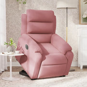 Poltrona Alzapersona Reclinabile Elettrica Rosa in Velluto 3205118