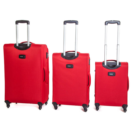 Set 3 Valigie Trolley Morbide in Poliestere 4 Ruote TSA Ravizzoni Ambra Rosso