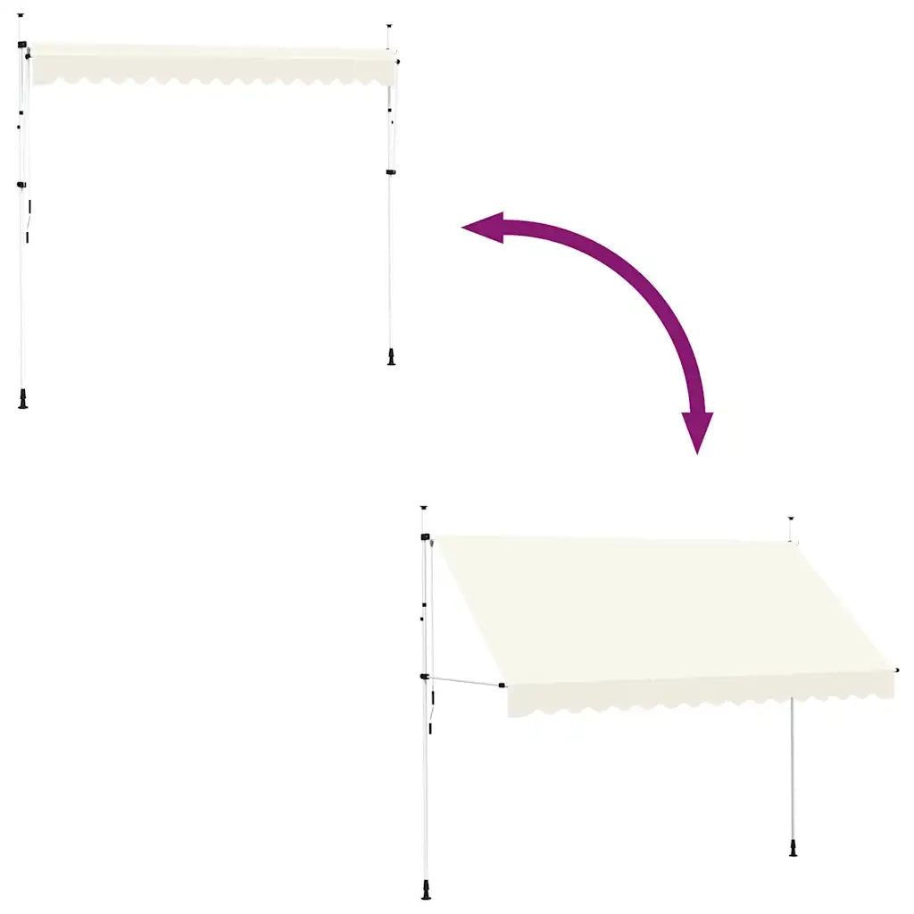 Tenda da Sole Retrattile Manuale-Tenda parasole per Patio 350 cm Crema