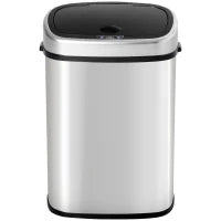 Pattumiera Cestino Bidone con Coperchio a Sensore ad Infrarossi per Cucina Bagno Capacità 58L in Acciaio ABS 40.9 × 28.9 × 68cm