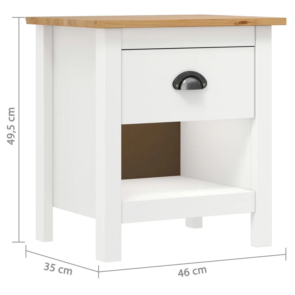 Set di 2 Comodini | Armadio da Notte | Mobiletto da notte Hill 46x35x49,5 cm Legno Massello di Pino