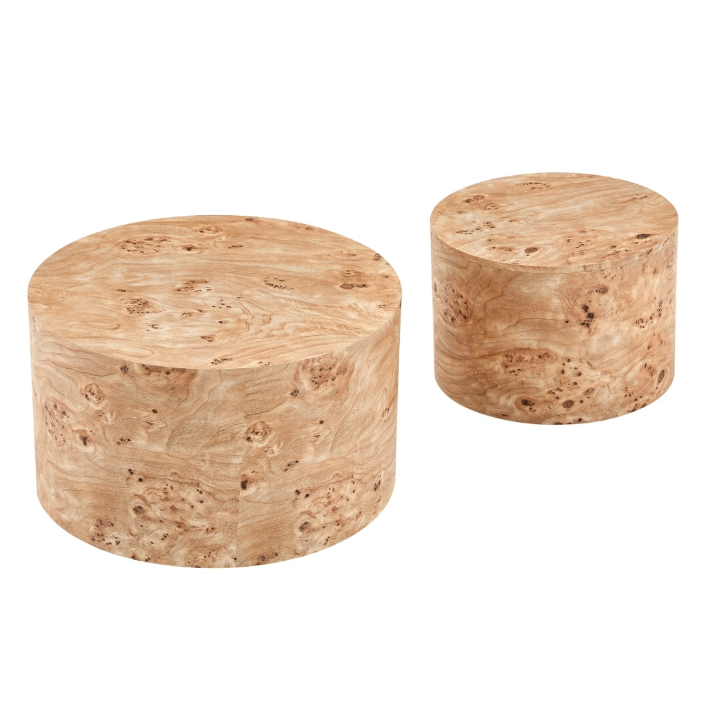 Set di 2 tavolini da caffè 62.8x62.8x35 cm e 44x44x26 cm con vano interno in MDF naturale