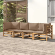 Set Salotto da Giardino 4pz con Cuscini Tortora BambÃ¹cod mxl 100302