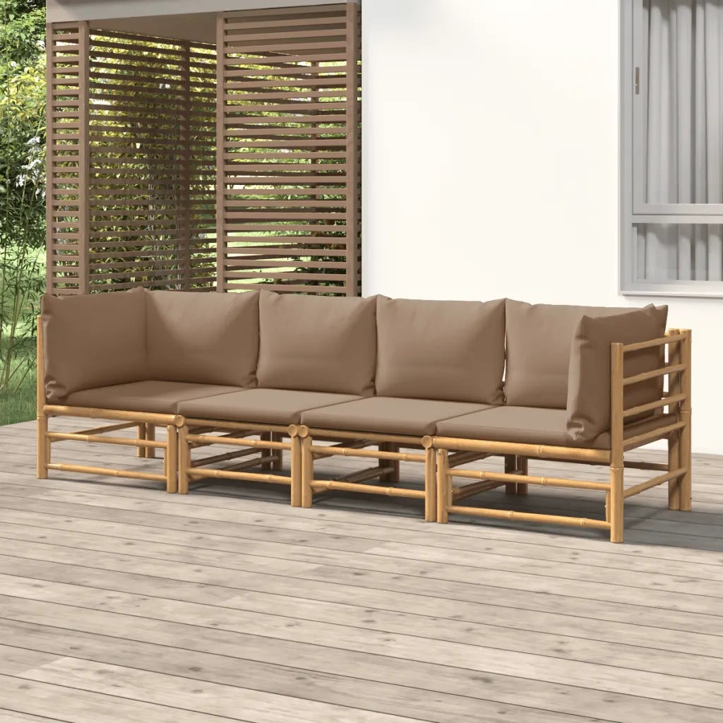 Set Salotto da Giardino 4pz con Cuscini Tortora BambÃ¹cod mxl 100302