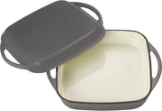 Set di padella e padella 2 in 1 - teglia di cottura in ghisa con coperchio - adatto per forno, griglia, BBQ e induzione - grigio - 15 litri - Ø 24,6 cm