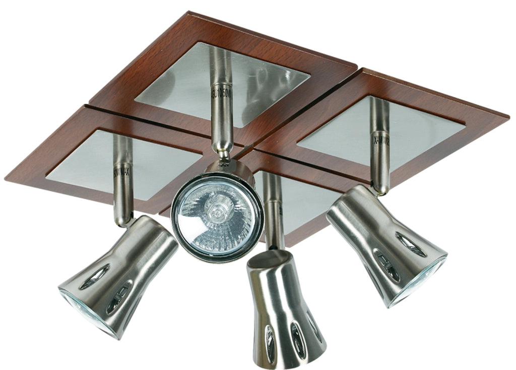 Plafoniera Modeno 4xGU10 quadrata legno cromato Candellux