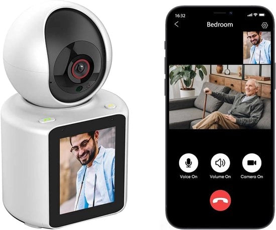 Camera a due vie per animali domestici con schermo HD 2,8 pollici, camera di videocolloquio 1080P, adatta alla sicurezza interno, dispositivo di sicurezza per babysitter/animali domestici/bambini, con app per dispositivi mobili.