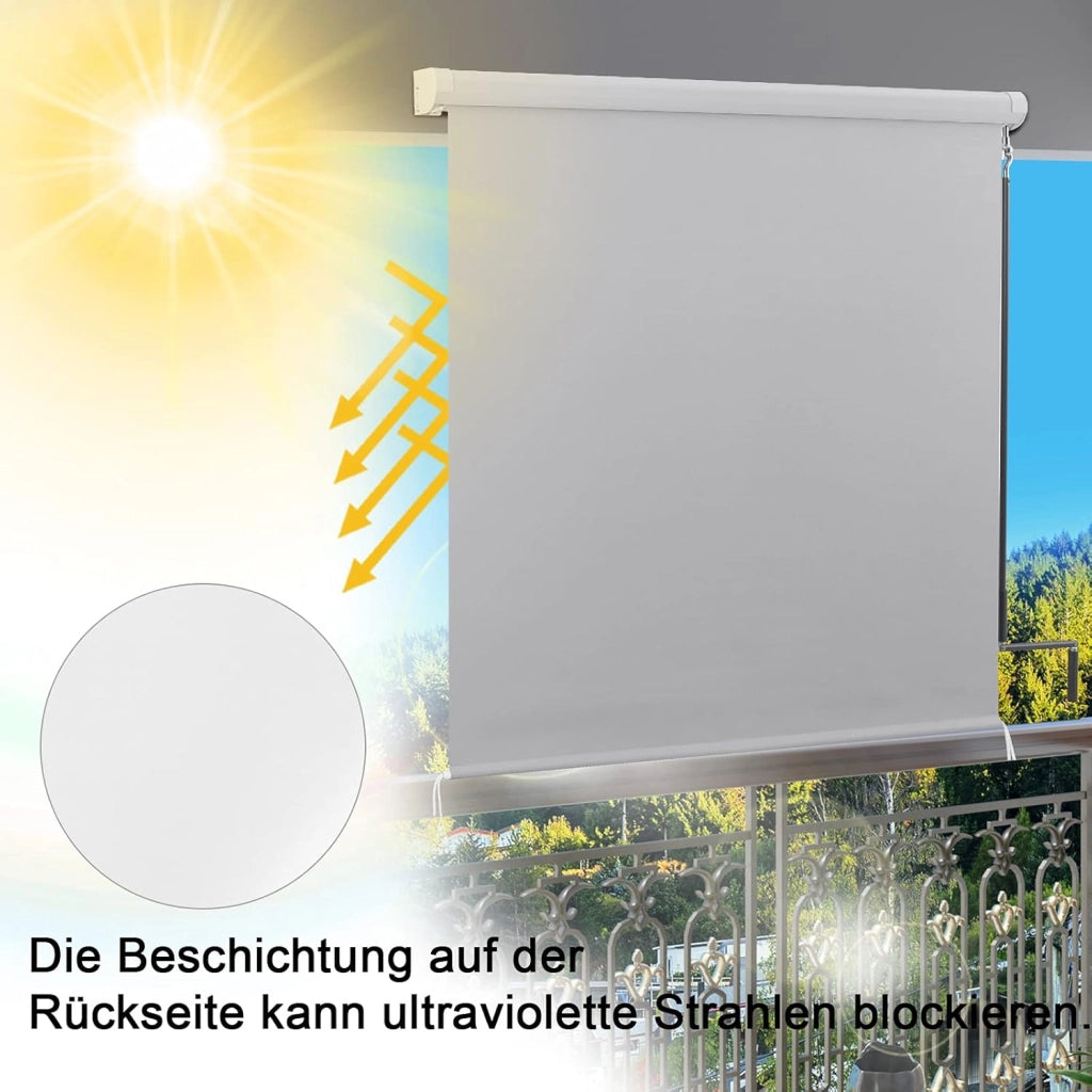 Tenda da Sole Verticale Tenda a Rullo per Esterno Tenda da Sole a Caduta con Manovella Tenda per Balcone Avvolgibile Oscurante Protezione Sole Vento per Gazebo Giardino, Grigio 140x240 cm