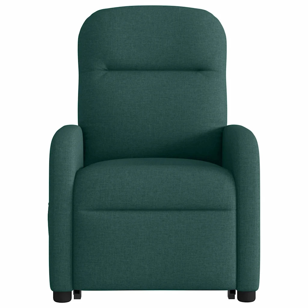 vidaXL Poltrona Alzapersona Massaggiante Elettrica Verde Scuro Tessuto