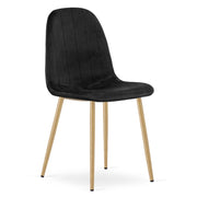 Sedia Padva in velluto nero con gambe effetto rovere