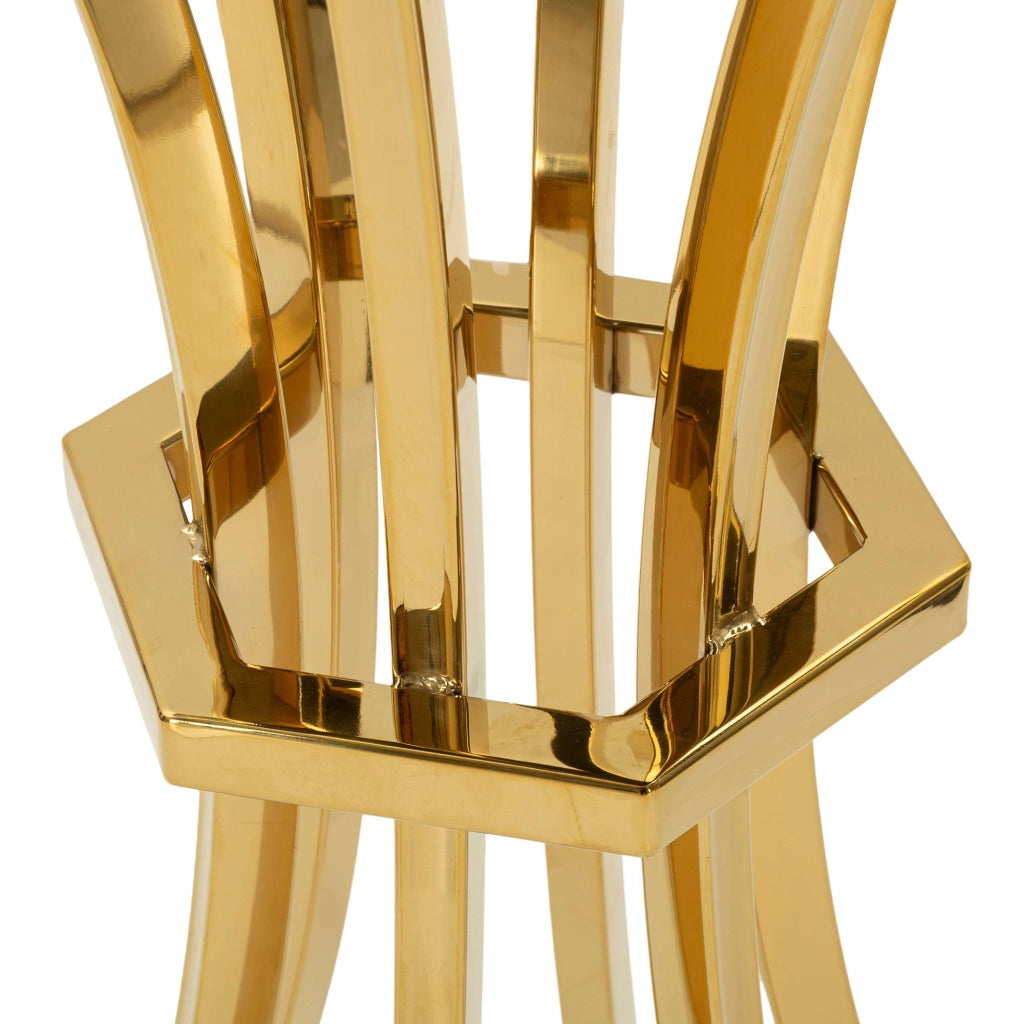 Datelosa, Tavolino da Salotto Forma Rotondo, 50x50x92h cm oro