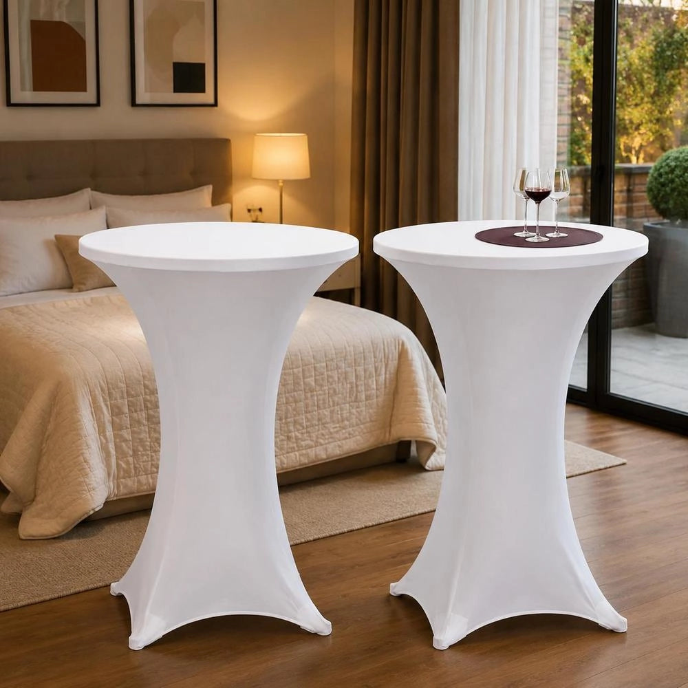 2 X Table Cover For Standing Table, Stretch Cover 60 Cm, White
