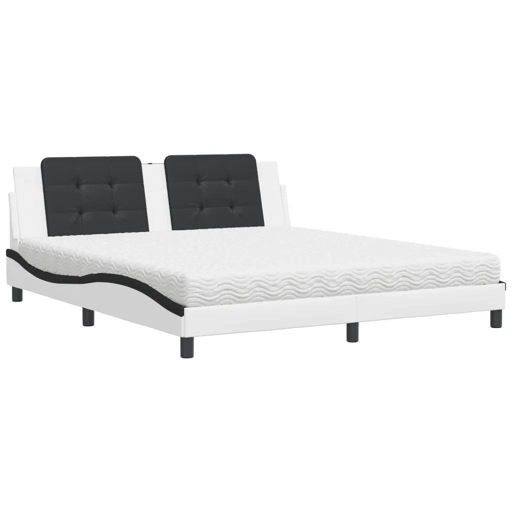 Letto con Materasso Zadar Bianco e Nero 180x200cm Similpelle 3208886