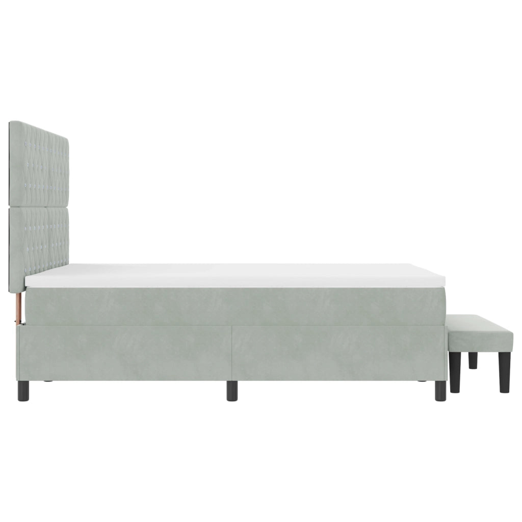 Letto a Box Spring con Materasso & Panca Grigio Chiaro 140x200 cm Velluto