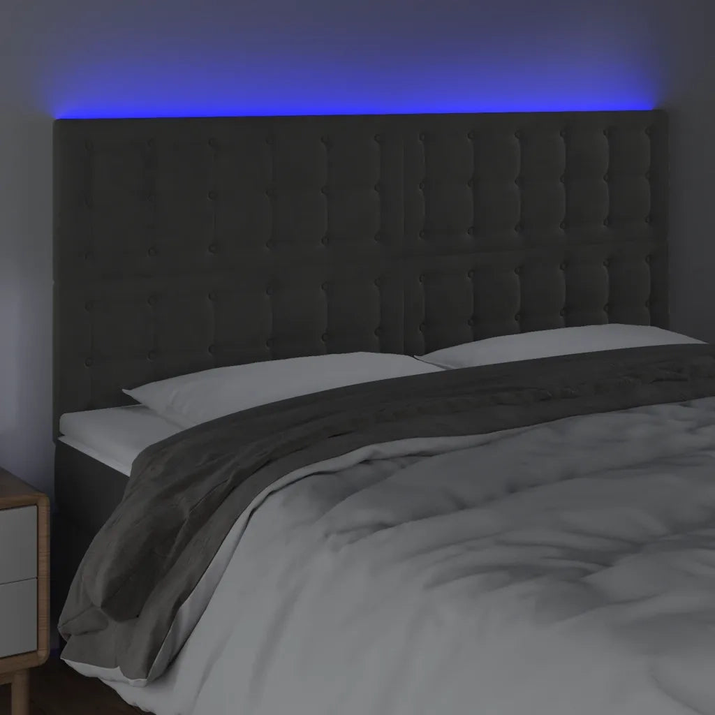 Testiera | Testata a LED GrigioScuro 180x5x118/128cm in Velluto