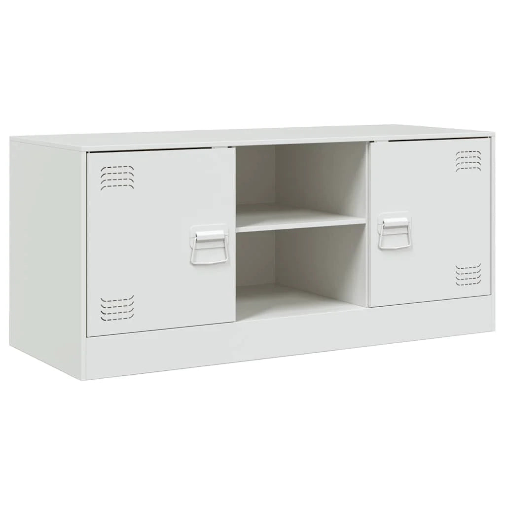 Mobile TV multimediale mensola TV credenza TV sala da pranzo soggiorno camera da letto 99 x 39 x 44 cm acciaio bianco 02_0026366