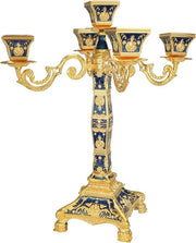 Candelabro metallico a 5 braccia - stile europeo - blu - bronzo