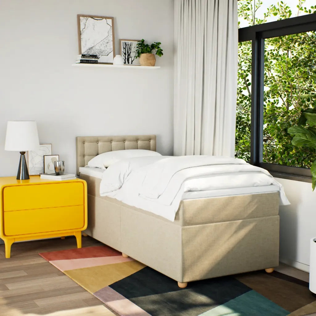 Giroletto a Molle con Materasso Crema 90x190 cm in Tessuto 3288854
