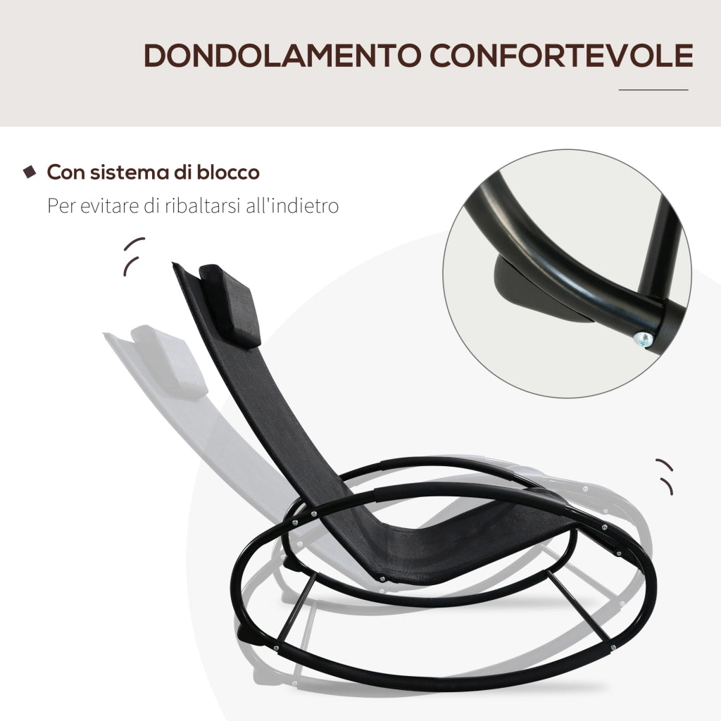 Easycomfort Sdraio da Giardino Zero Gravity, Sedia a Dondolo con Cuscino e Tessuto Traspirante, 105x62x88cm, Nera