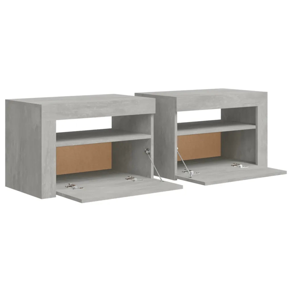 Comodini 2 pz con LED Grigio Cemento 60x35x40 cm cod mxl 31079