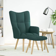 Divano Sedia-Poltrona Relax con Poggiapiedi Verde Scuro in Tessuto 297664